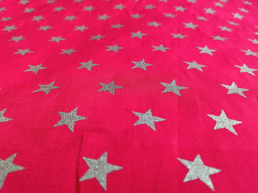 Red Cotton Poplin Fabric With Gold Stars Christmas Fabric, Festive Fabric, Holiday Fabric